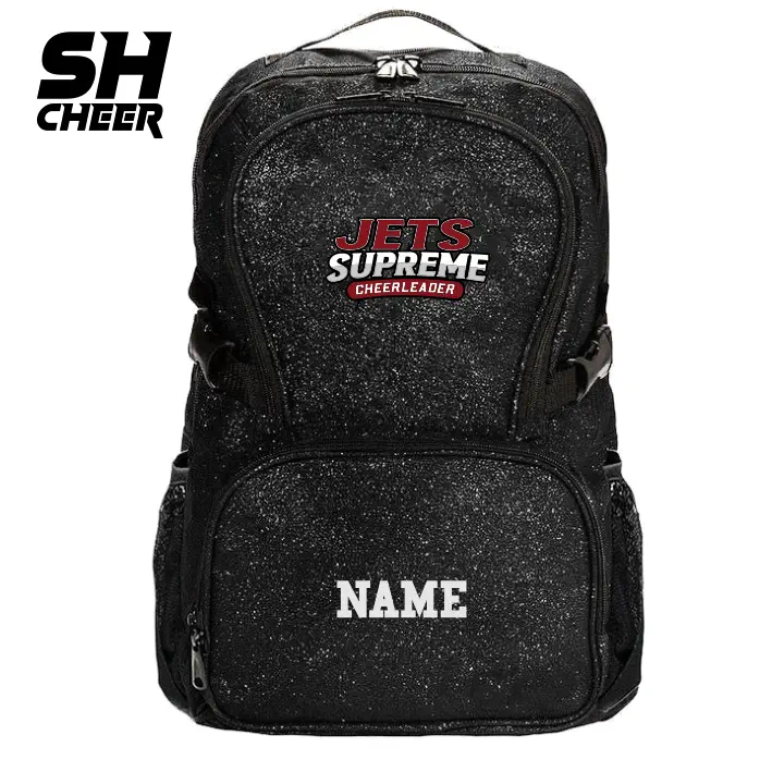 Jets Supreme Cheerleading SHCheer Glitter Backpack (Black)