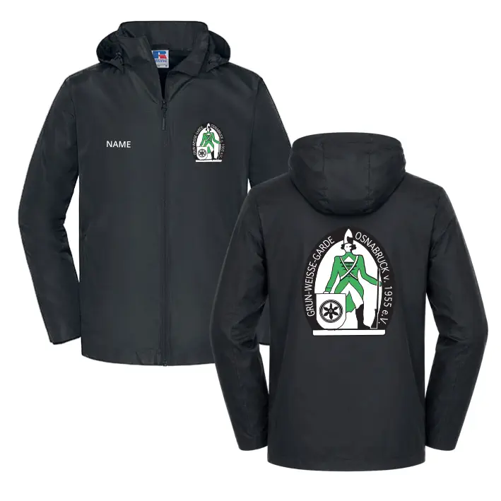 Grün-weisse-Garde Osnabrück Vereins Regenjacke (Black)