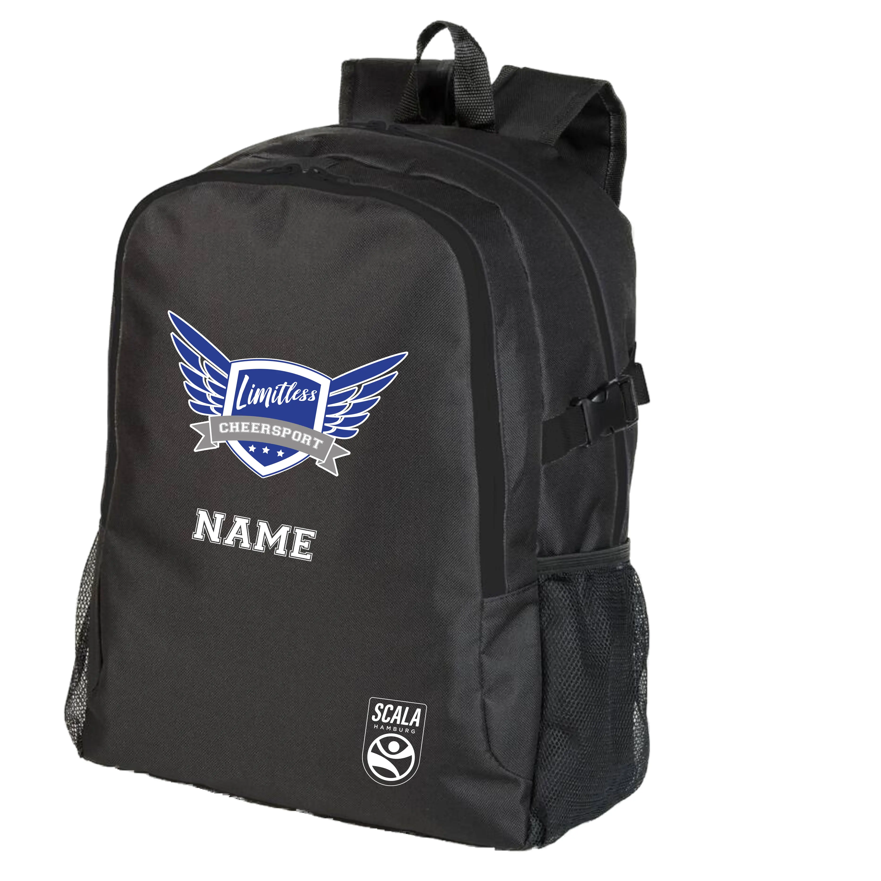 Limitless Cheersport Rucksack mit Name (Black/Black)