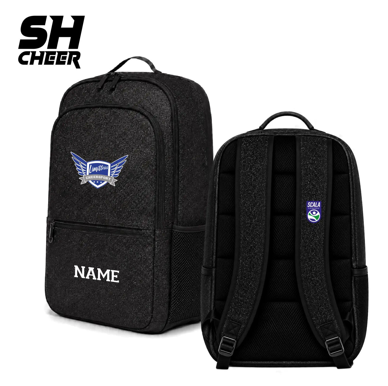 Limitless Cheersport SHCheer Compact Glitter Backpack (Black)