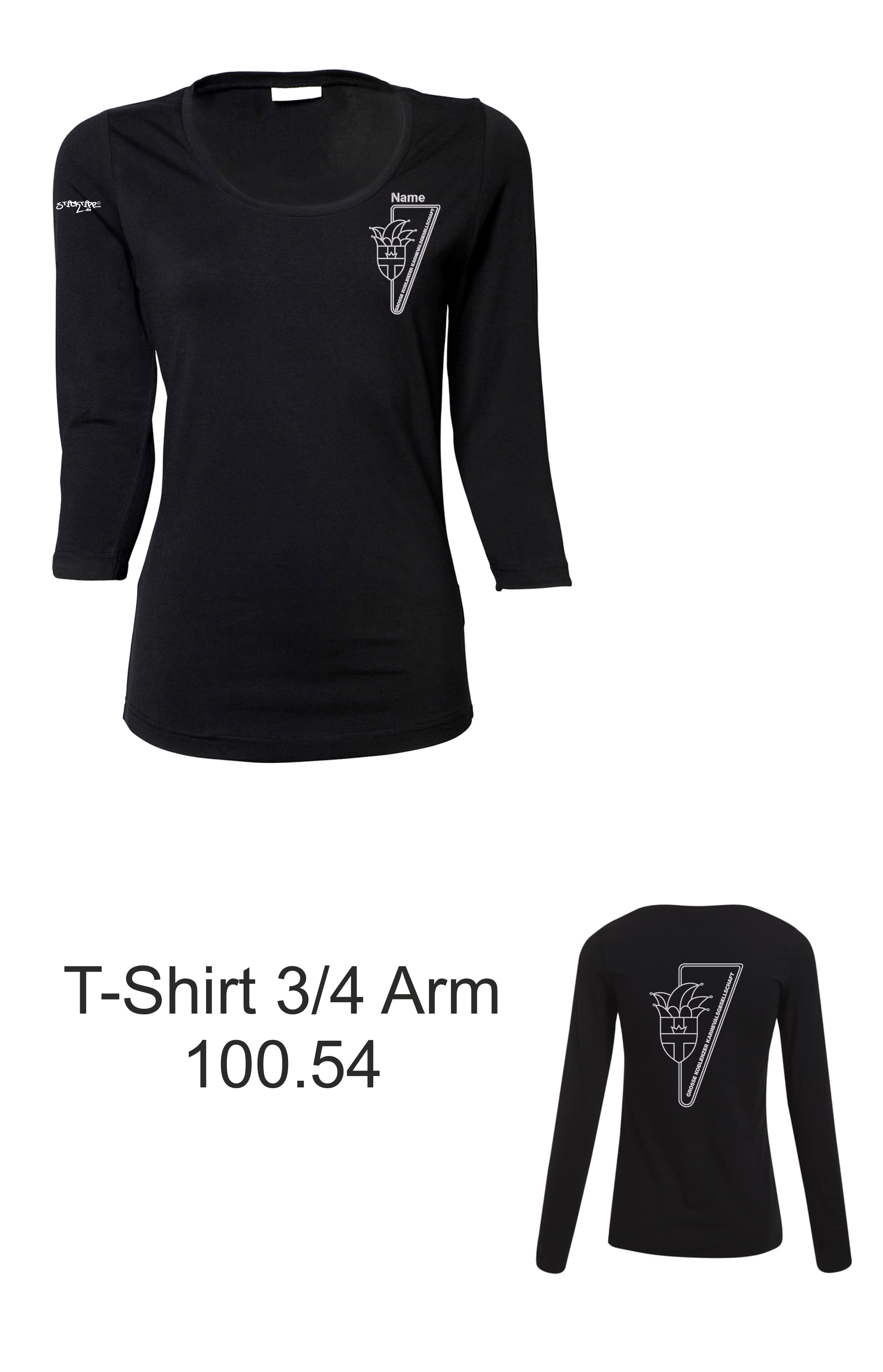 WOMAN 3/4 Sleeve Stretch Tee GKKG bestickt