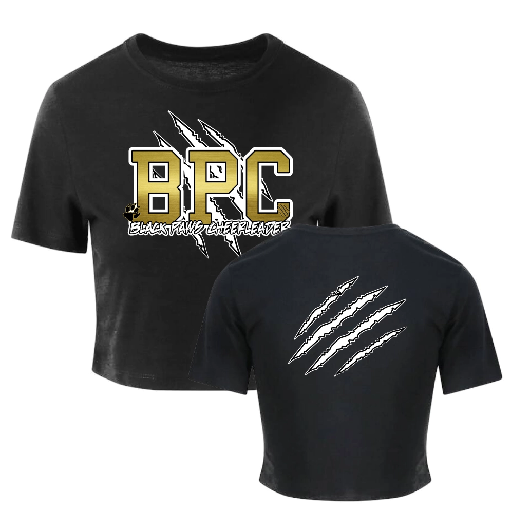 Black Paws Cheerleader Cropped Shirt (Black)