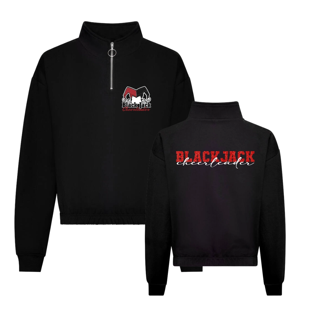 Black Jack Cheerleader Cropped Zip Sweat (Deep Black)