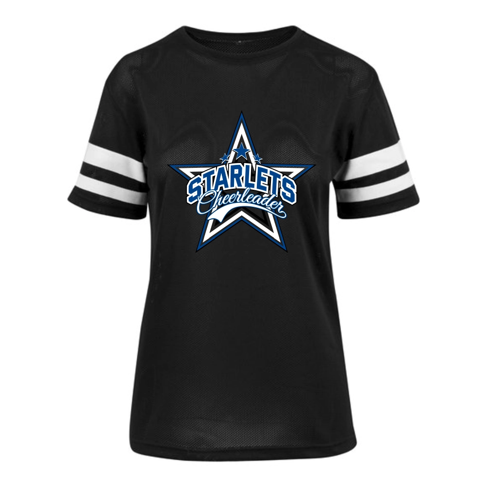 Starlets Ladies’ Mesh Stripe Tee (Black)