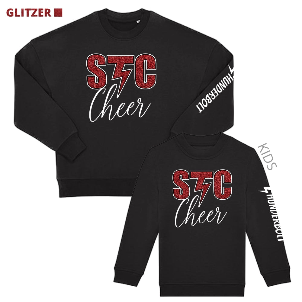 Thunderbolt Cheerleader Glitzer Oversized Hoodie (Black)