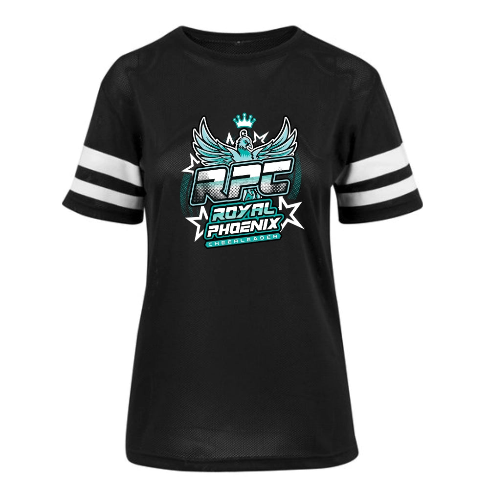 Royal Phoenix Ladies’ Mesh Stripe Tee (Black)