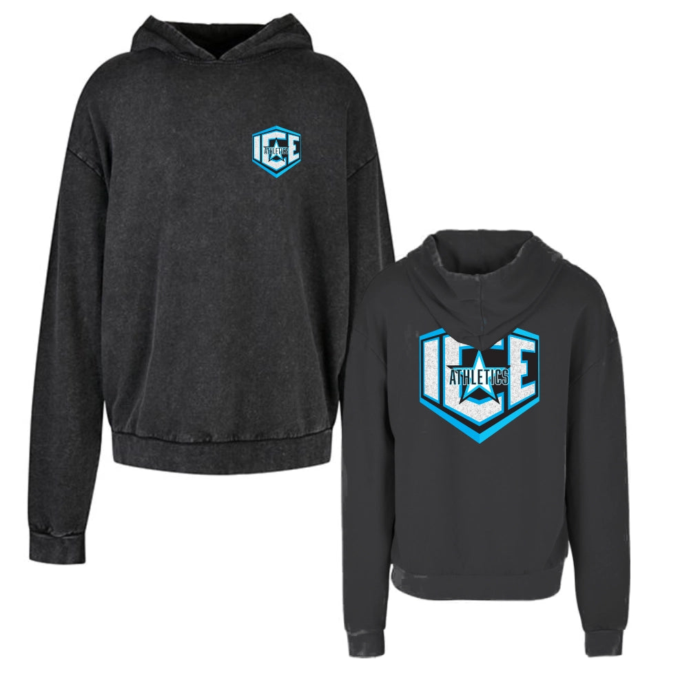 ICE Athletics Acid Washed Glitzer Oversize Hoodie (Black)