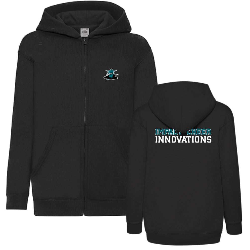 Impact Cheer Innovation Kids’ Hooded Full Zip Sweat (Black)