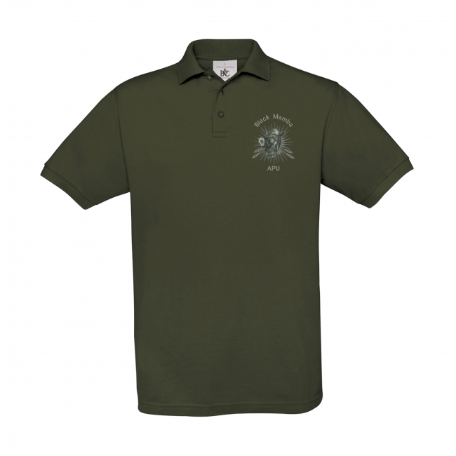 Piqué Polo Safran - PU409 bestickt Black Mamba VS klein