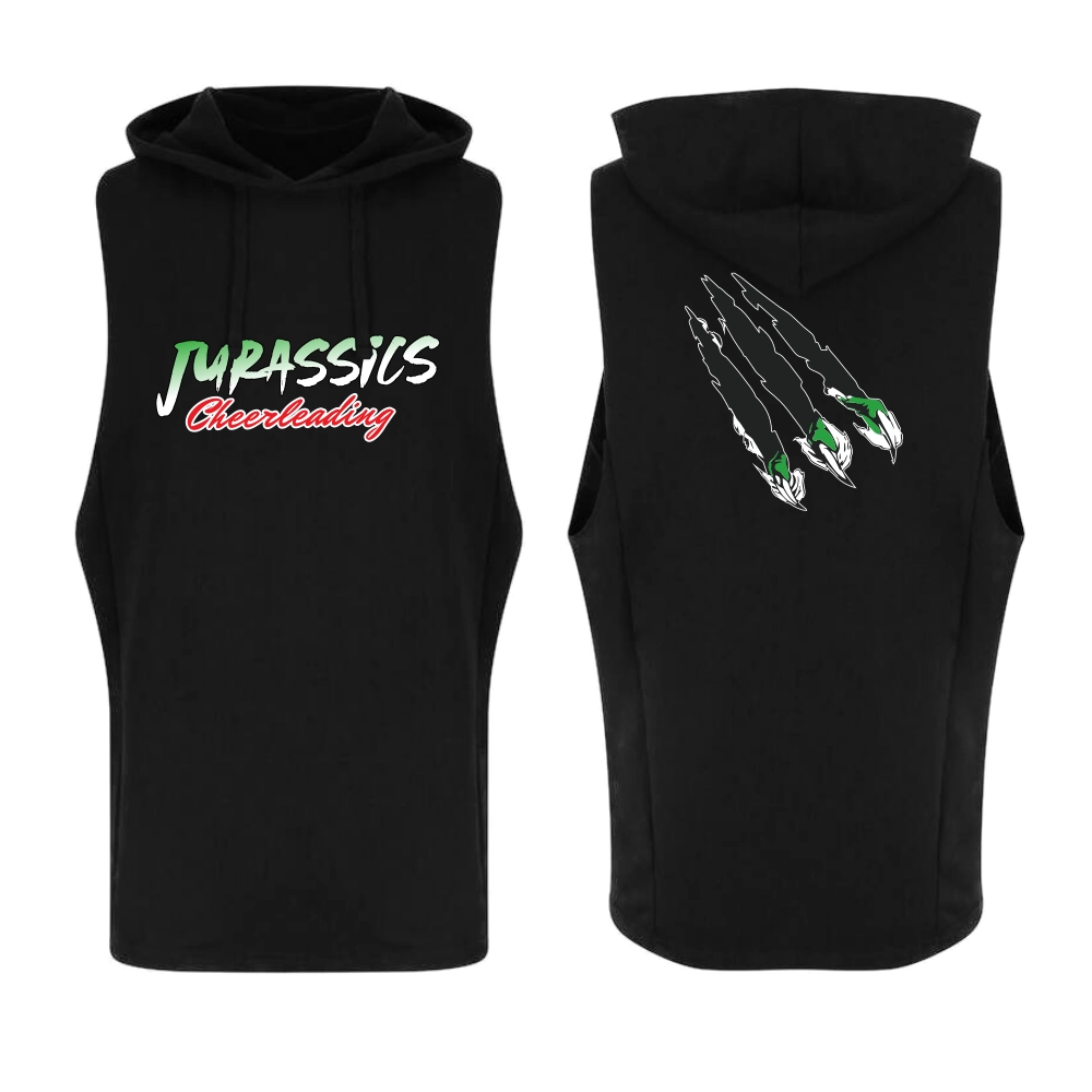 Jurassics Cheerleading Ärmelloses Kapuzensweatshirt (Jet Black)