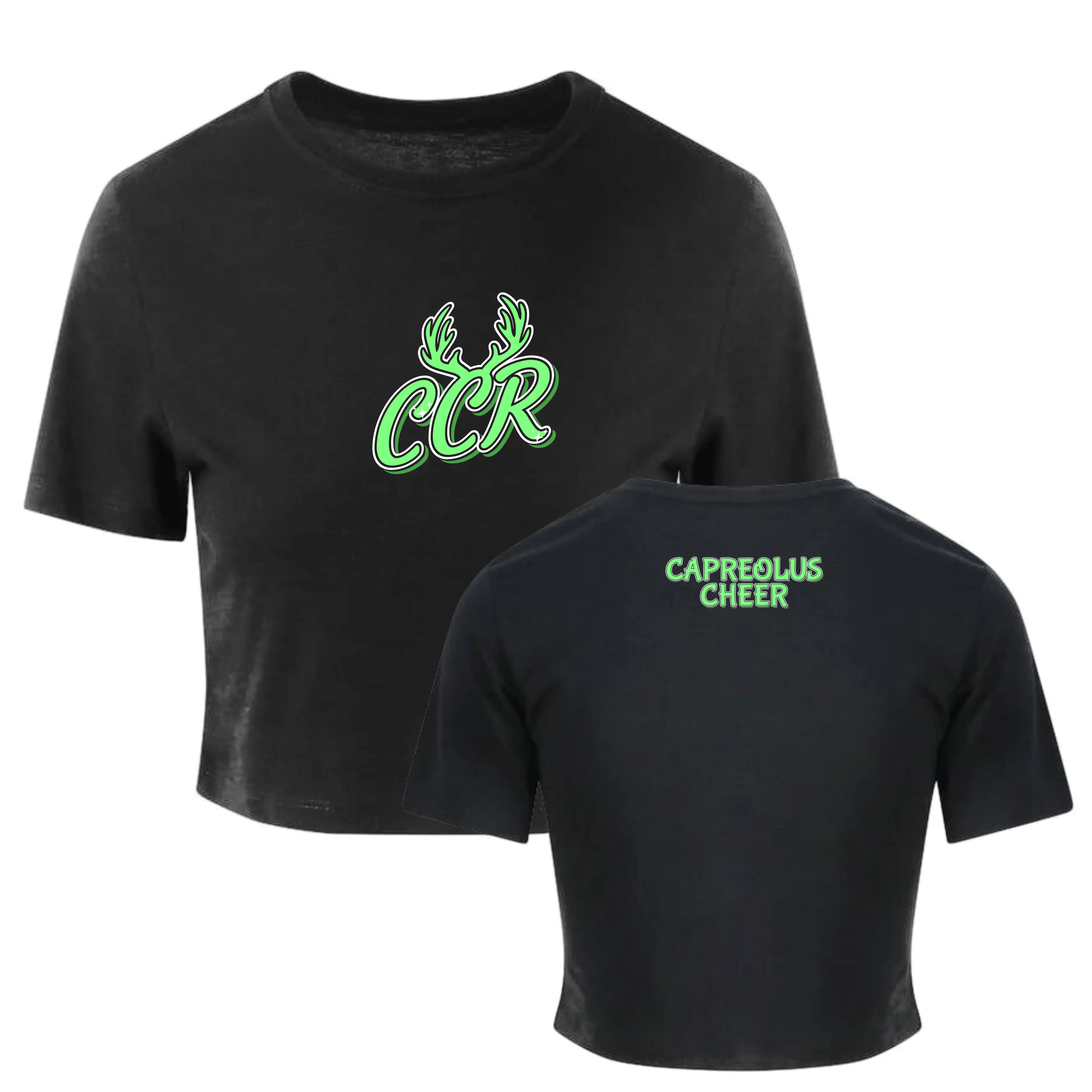 Capreolus Cheerleader Cropped Shirt (Solid Black)