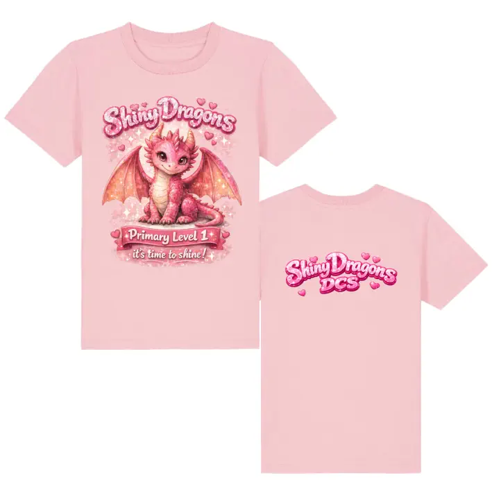 Dragon Cheer Stars Shiny Dragons Shirt (Cotton Pink)