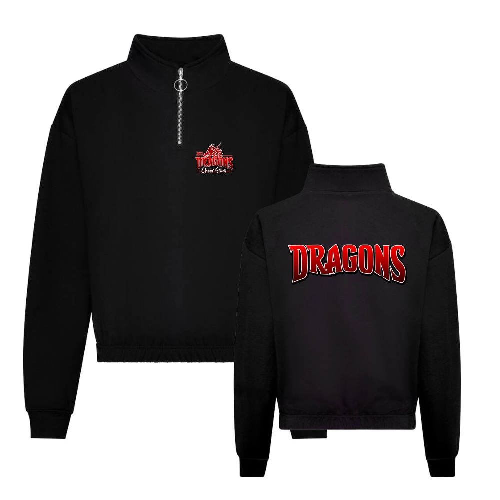 Dragons Cheer Stars Cropped Zip Sweat (Deep Black)