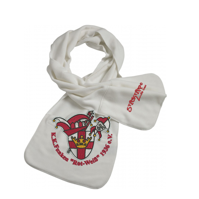 Fleeceschal mit Tasche bestickt mit KK Funken Rot-Weiß