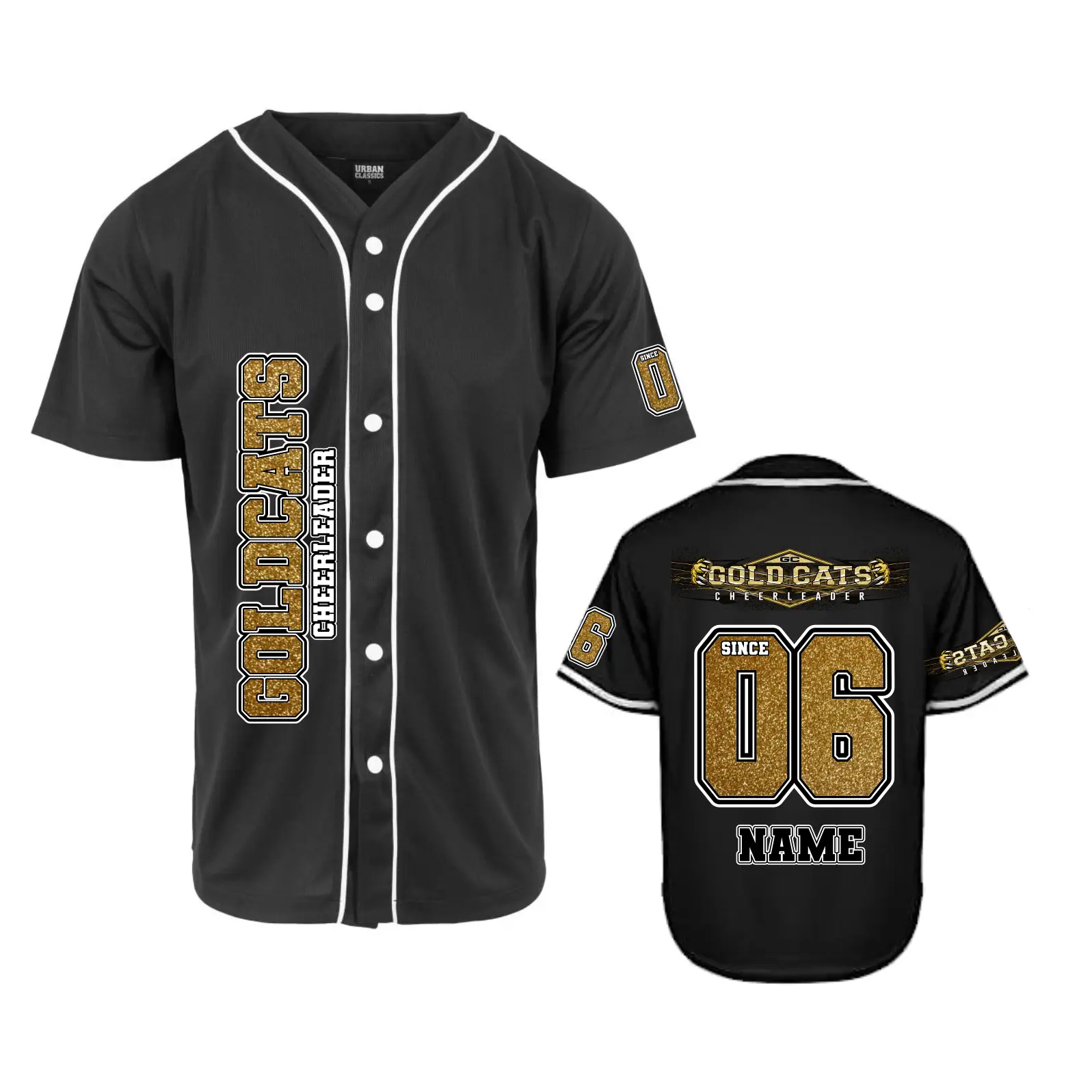 Gold Cats Glitzer Jersey (Black)
