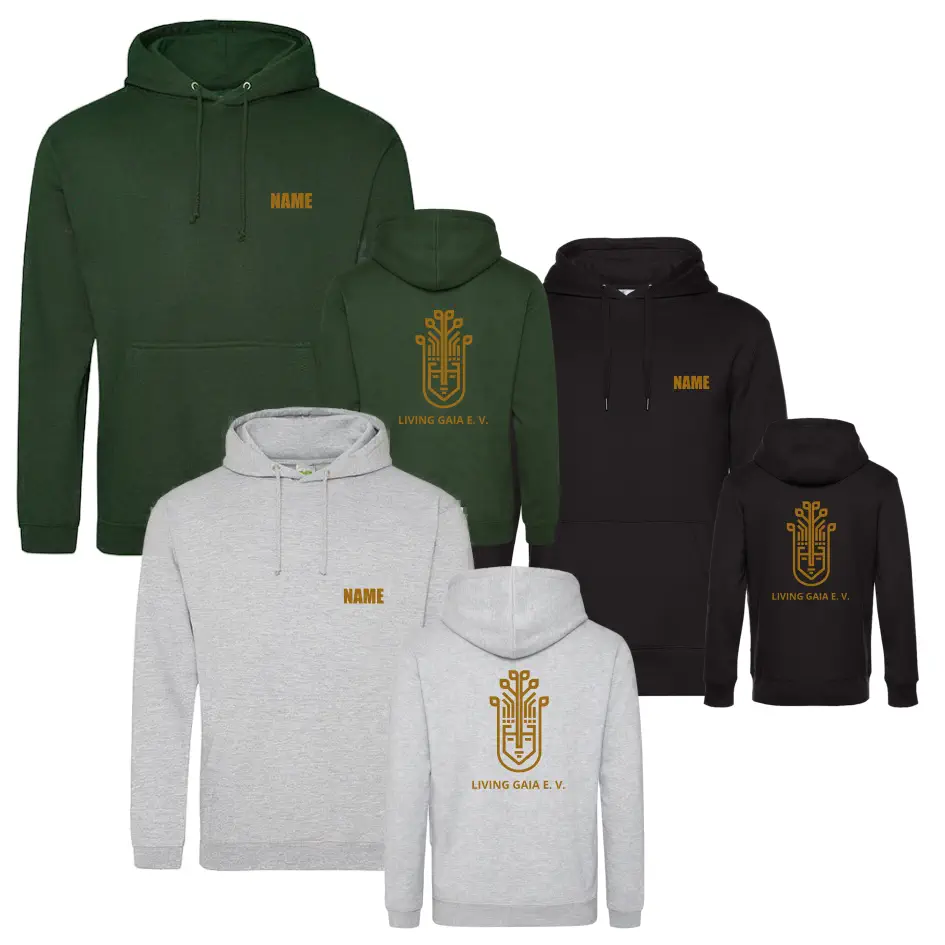 Living Gaia Hoodie (Deep Black/Heather Grey/Forest Green)