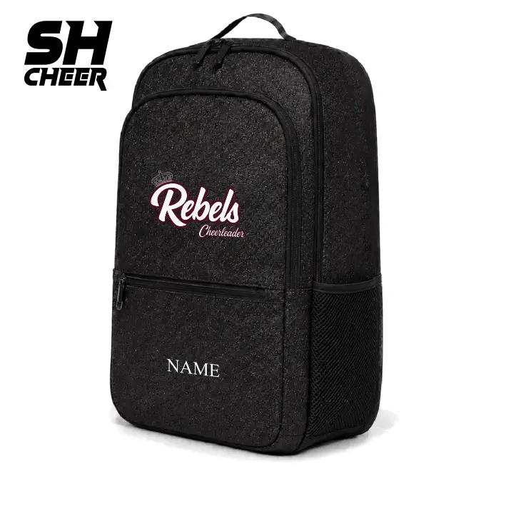 ASV Rebels Cheerleader SHCheer Compact Glitter Backpack (Black)
