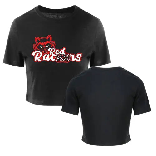 Red Racoons Cropped Shirt (Black)