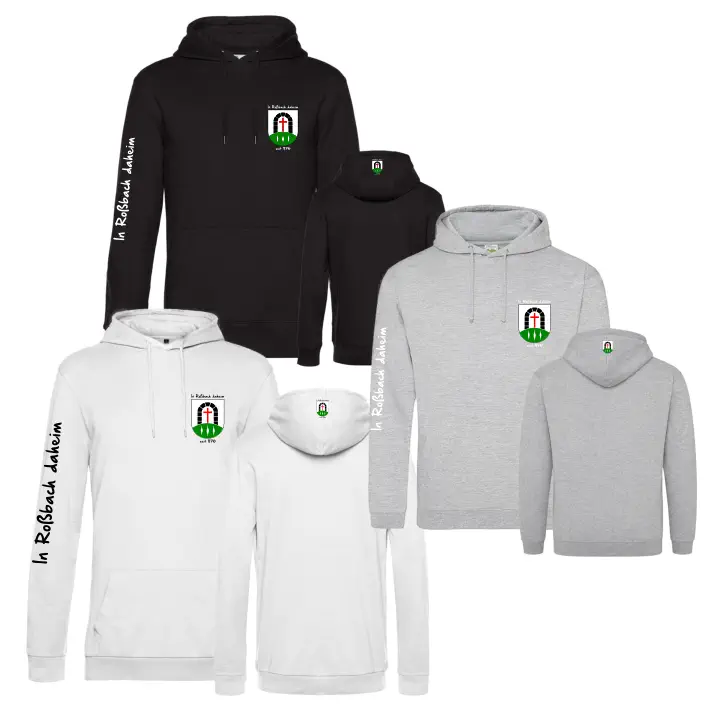 Gemeinde Roßbach Hoodie v2 (Deep Black/Heather Grey/White)