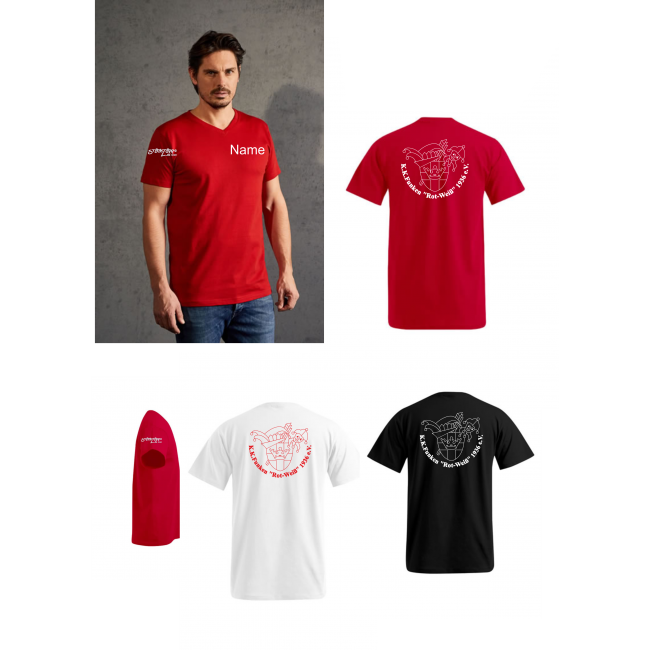 Premium V-Neck T-Shirt bedruckt mit KK Funken und Namen