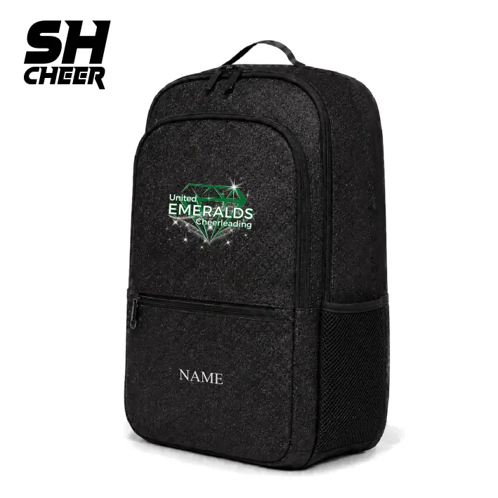 United Emeralds Cheerleading SHCheer Compact Glitter Backpack (Black)