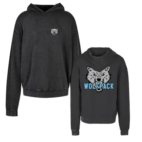 Wolfpack Acid Washed Oversize Hoodie (Black)