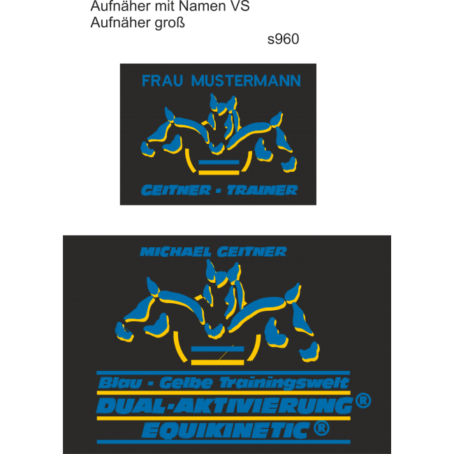 Dual-Aktivierung Trainer Aufnäher klein + groß mit Namen