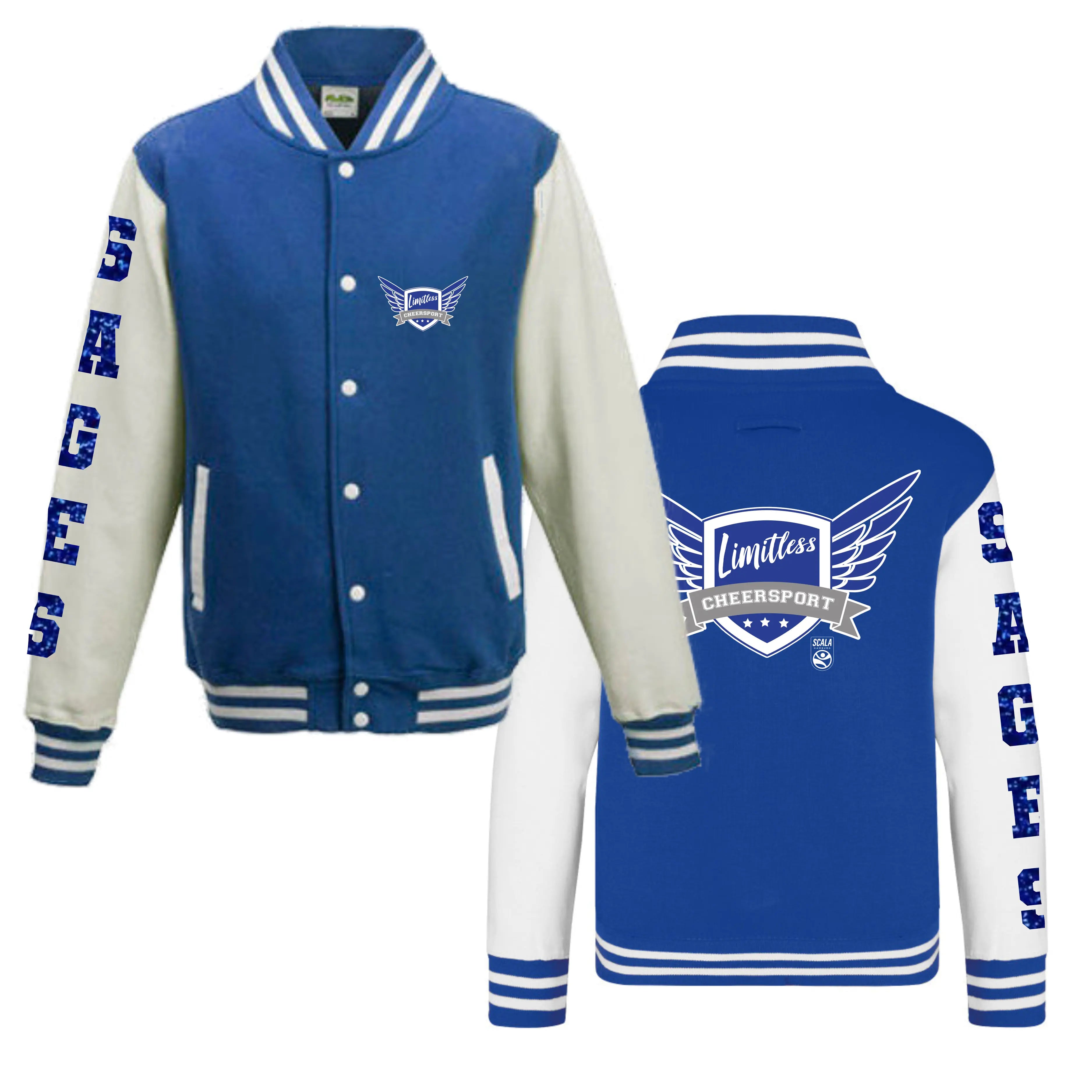 Limitless Cheersport Sages Collegejacke (Royal Blue/White)