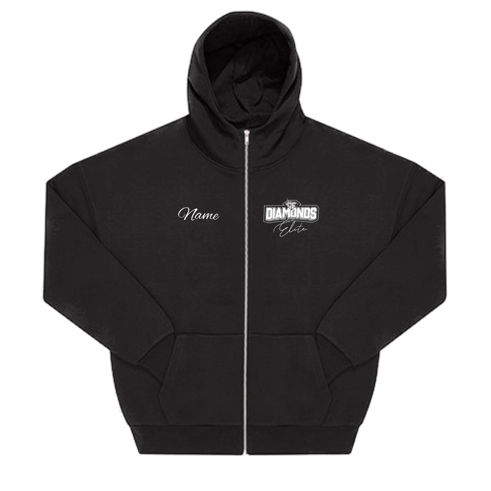 Diamonds Elite Oversized Zip Hoodie (Black)