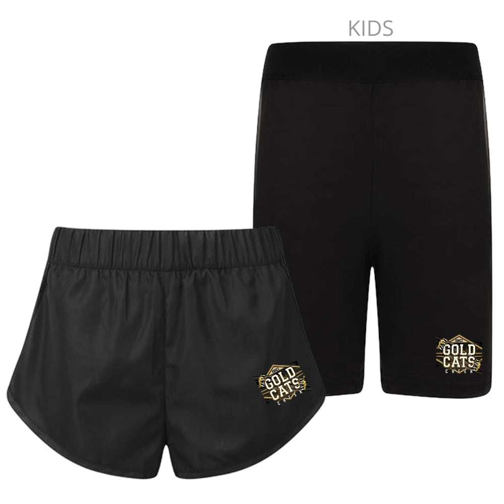 Gold Cats Women/Kids Shorts (Black)