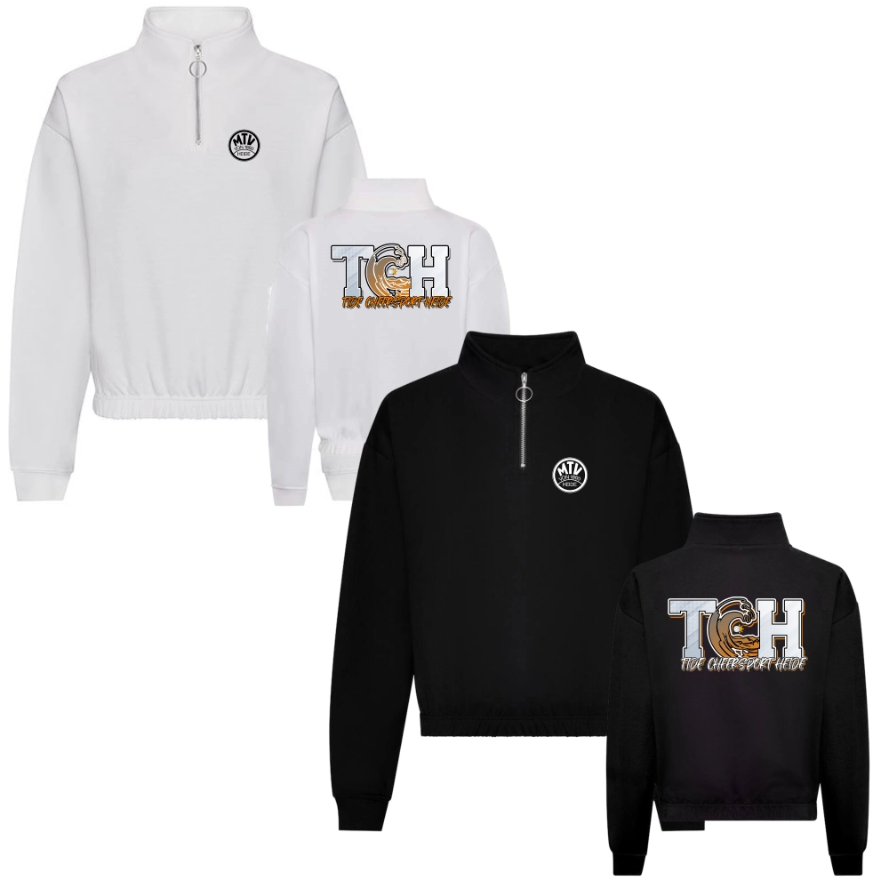 Tide Cheersport Heide Cropped Zip Sweat (Deep Black/Arctic White)