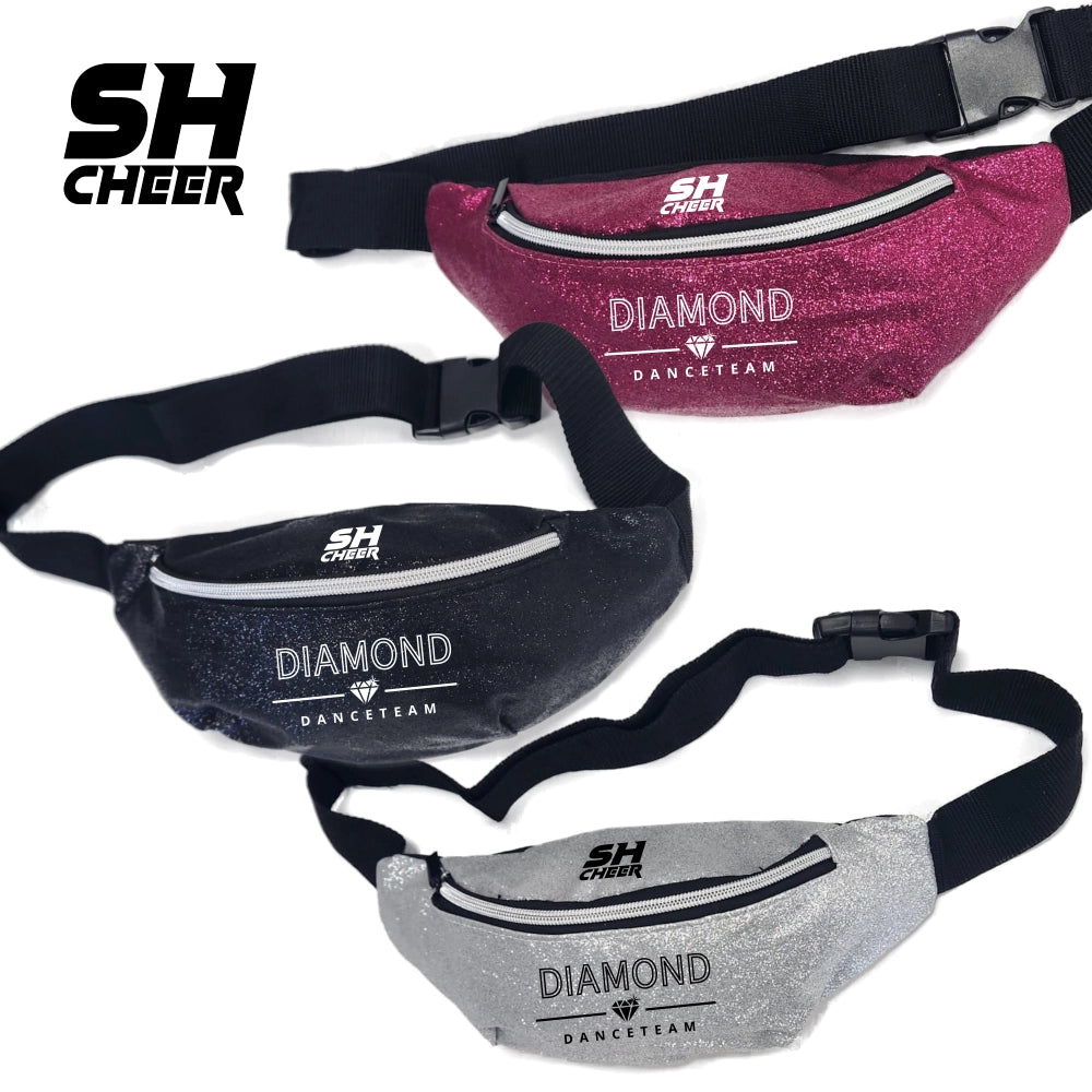 Diamond Danceteam SHCheer Glitzer Belt Bag (Black/Silber/Pink)