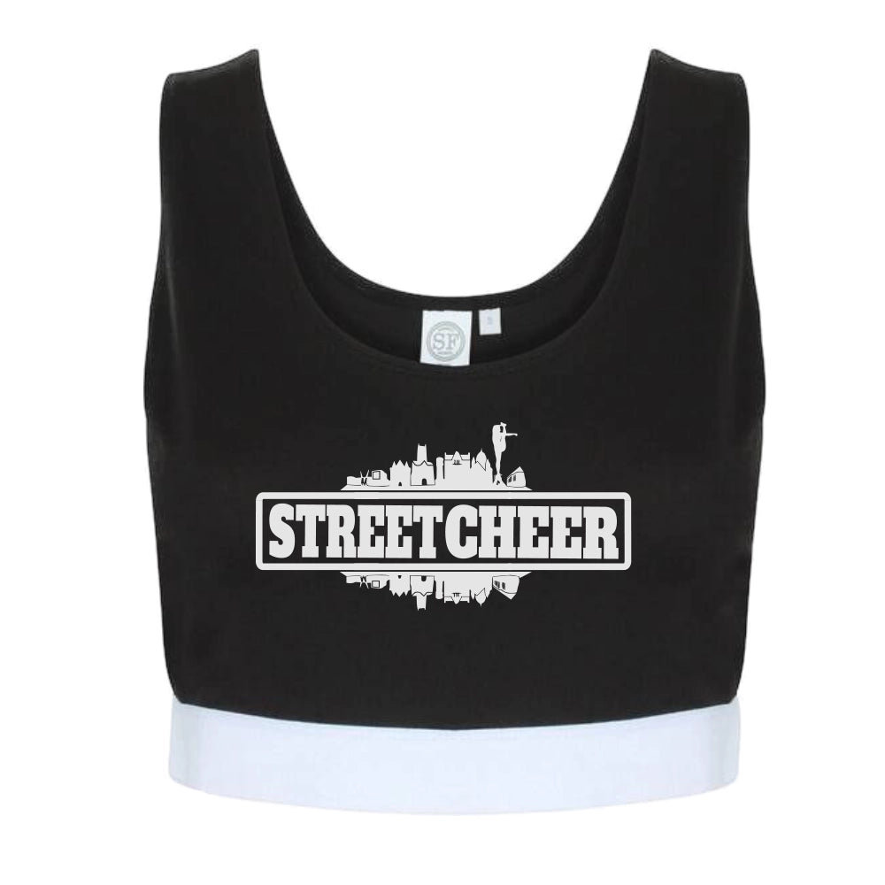 Street Cheer Cropped Sport Top (Black/White)