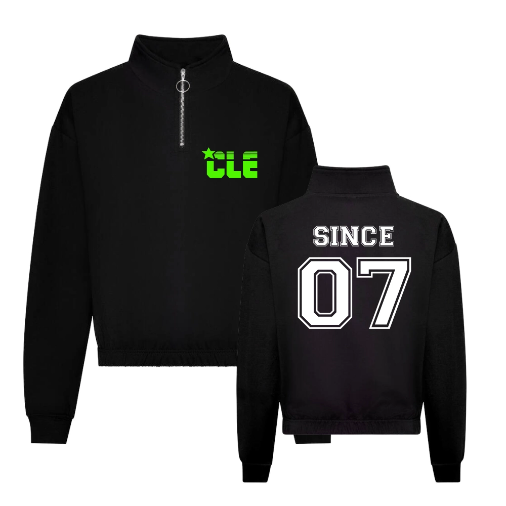 CLE Cropped Zip Sweat (Black)