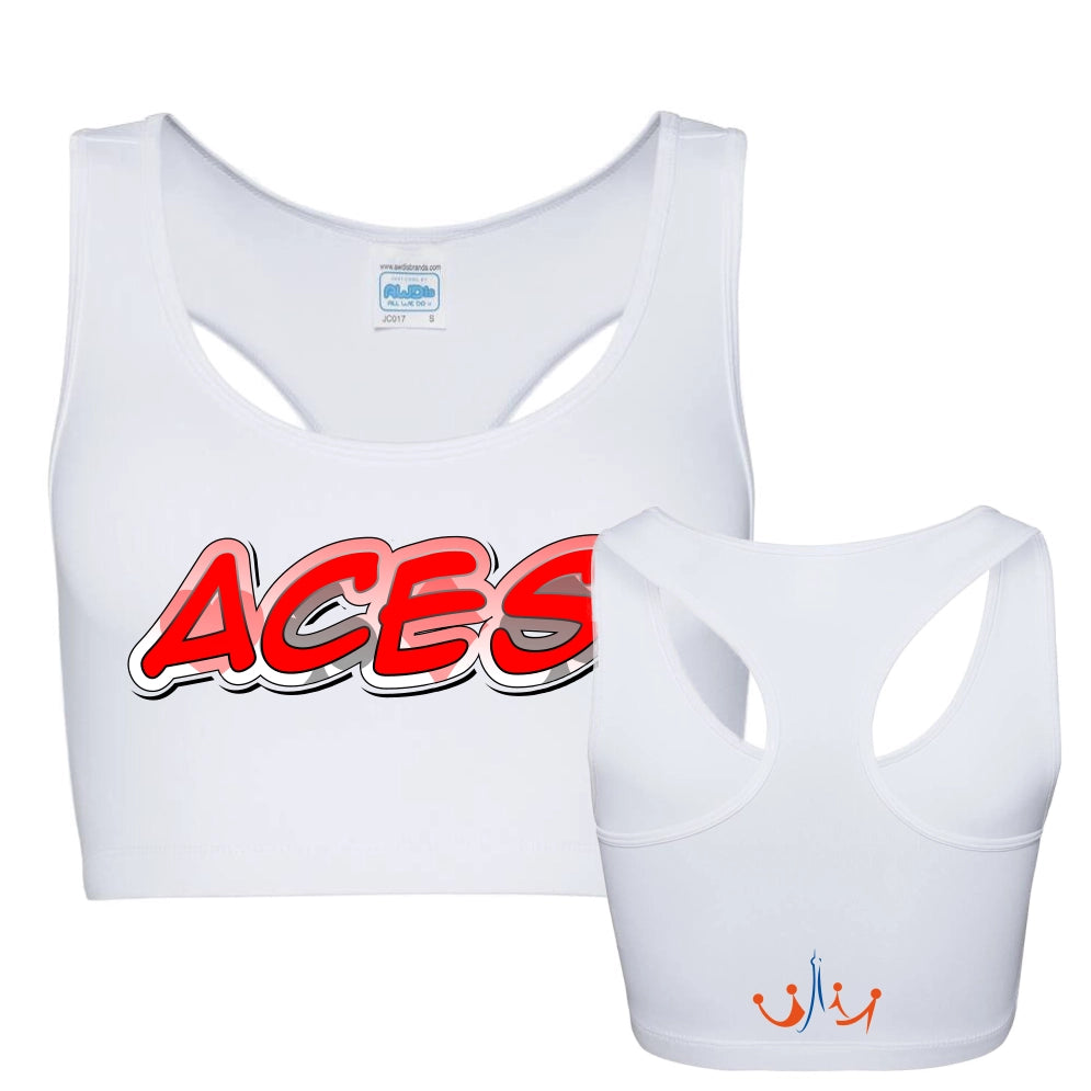 Paris Cheer Aces Sports Crop Top (Arctic White)