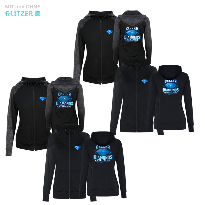 Celler Diamonds Cheerleader Women’s Cool Contrast Zoodie (Black/Black, Black/grey)