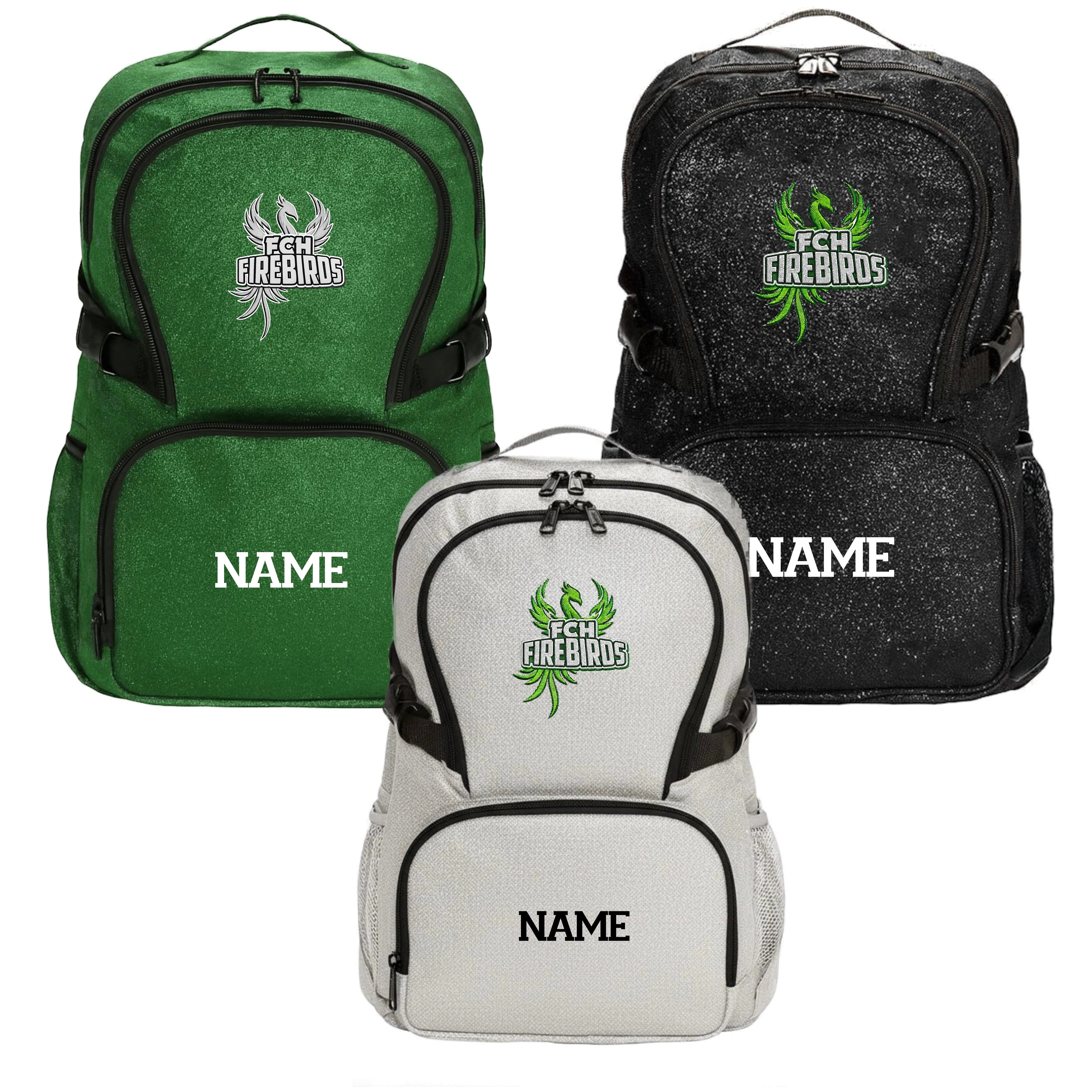 FCH Firebirds SHCheer Glitter Backpack (Black/ Green/ White)
