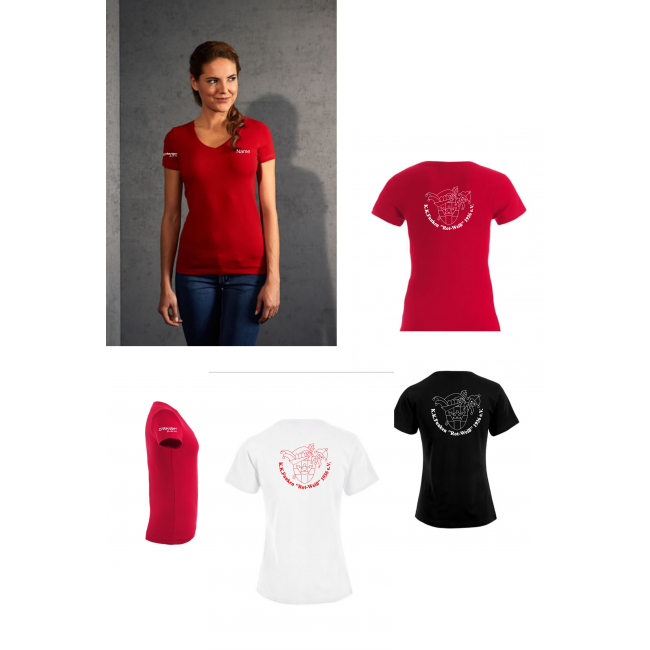 WOMAN Slim Fit V-Neck-T-Shirt bedruckt KK Funken