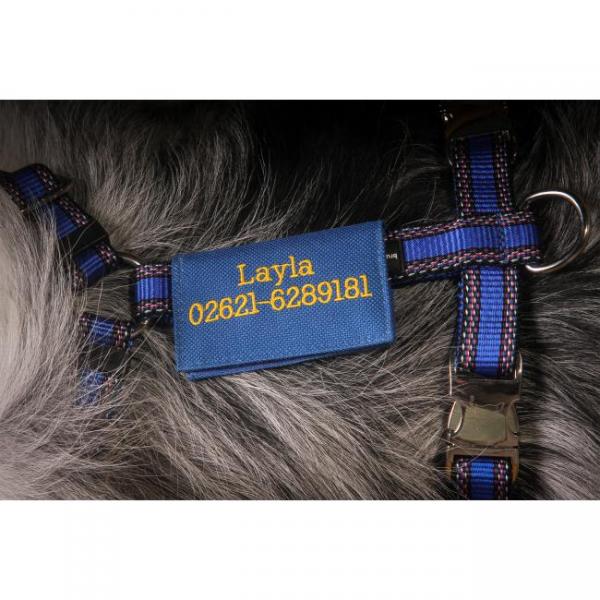 Hundenamensschild aus Segeltuch-Stoff - Spezial - bestickt