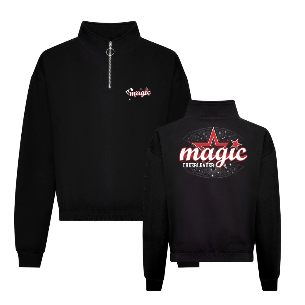 MagicCheer Cropped Zip Sweat (Deep Black)
