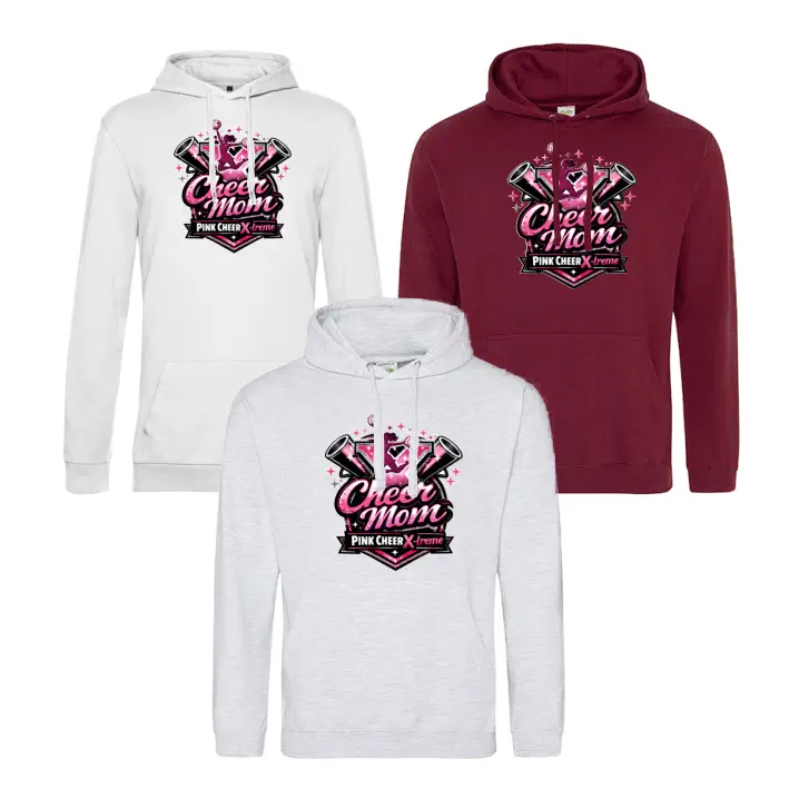 Pink Cheer X-Treme Hoodie Cheermom (White/Heather Grey/ Burgundy)