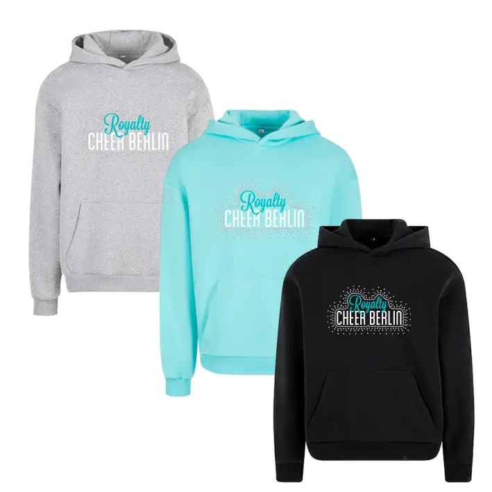 Royalty Cheer Berlin Fluffy Strass Hoodie (Black/Heather Grey/Beryl Blue)
