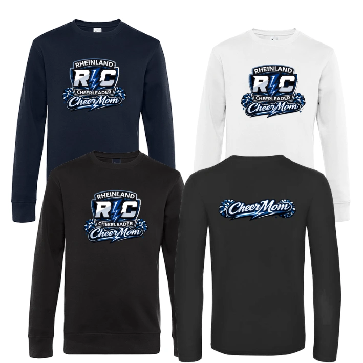 Rheinland Cheerleader King Crew Neck Pullover Cheermom (Black/White/Navy)