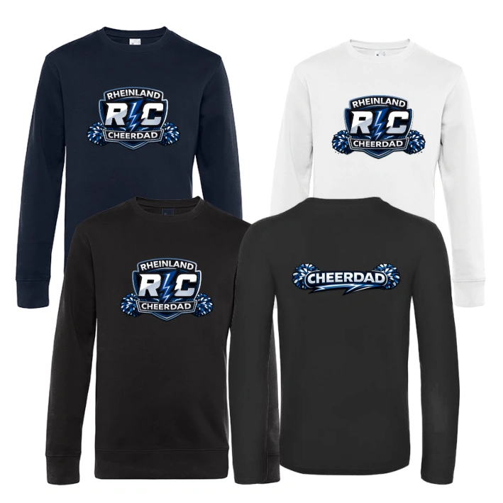 Rheinland Cheerleader King Crew Neck Pullover Cheerdad (Black/White/Navy)