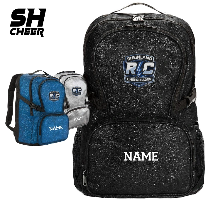 Rheinland Cheerleader SHCheer Glitter Backpack - Black/ Blue/ White