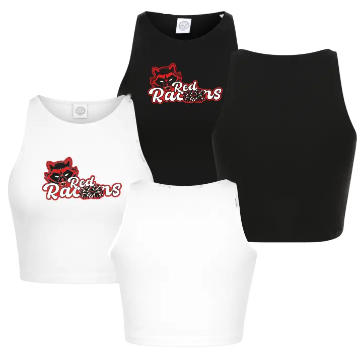 Red Racoons Womans Cropped Top (White/Balack)