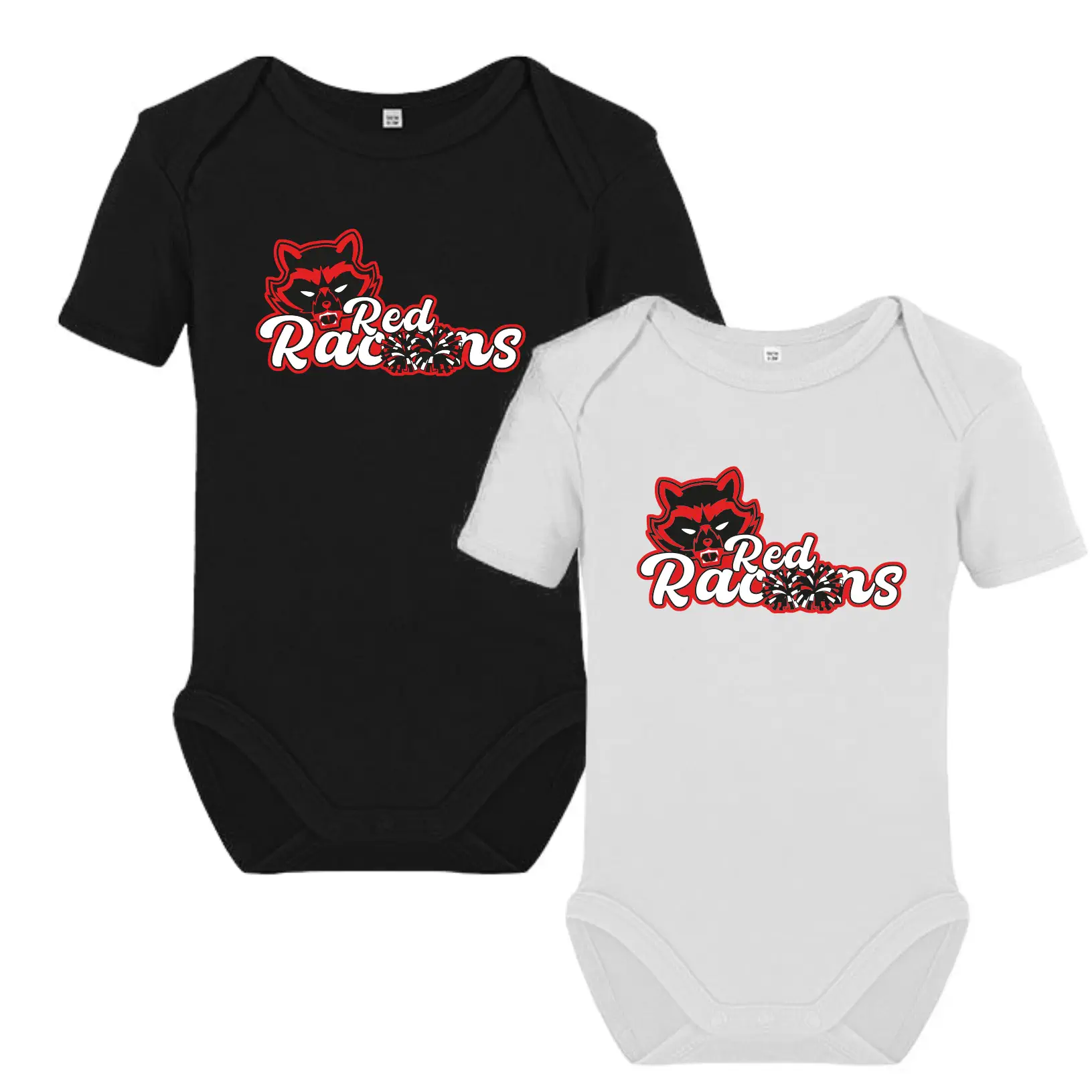Red Racoons Baby Body (White/Black)