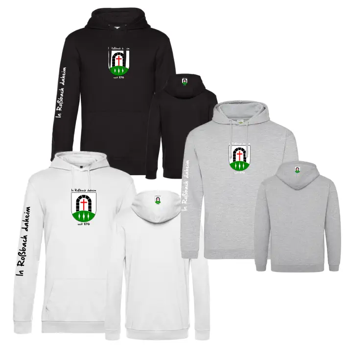 Gemeinde Roßbach Hoodie (Deep Black/Heather Grey/White)