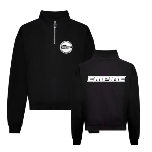 Empire Cropped Zip Sweat (Deep Black)