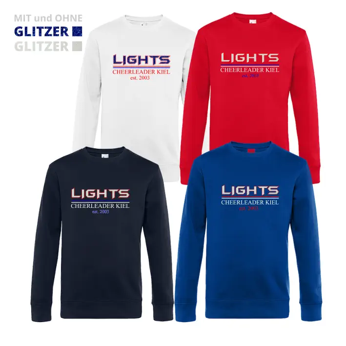Lights Cheerleader King Crew Neck Pullover (White/Navy/Royal Blau/Red)